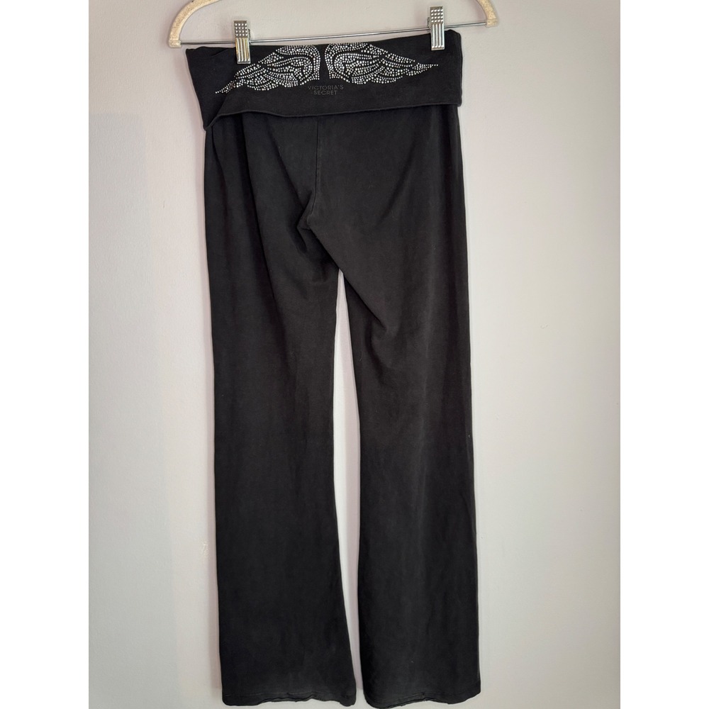 Victorias Secret Rhinestone Angel Wing Foldover Yoga Pants Black Small Short